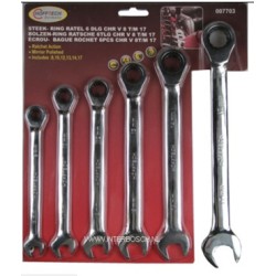 clé mixte cliquet 6 pcs chr V 8 à 17