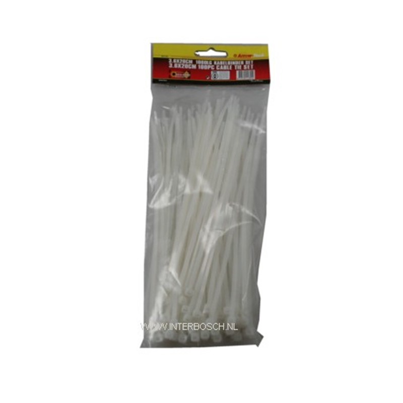 tie ribs 3.6 x 200mm / 100 delig wit