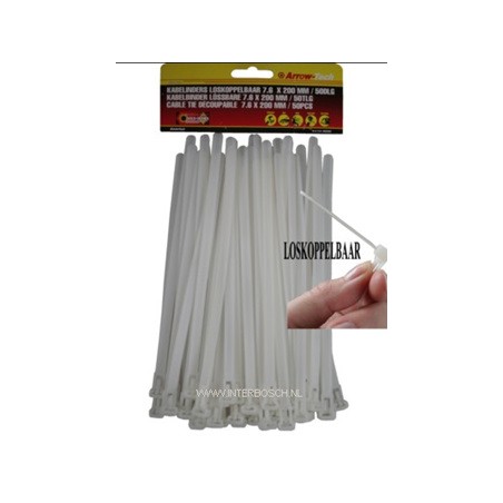 tie ribs loskoppelb. 7.6 x 200 mm wit 50 dlg