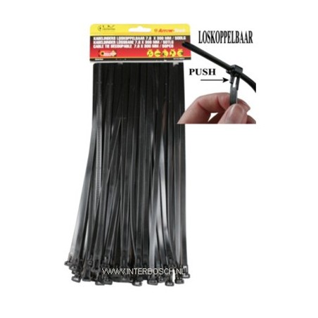 serre cables détach.  7.6x300mm noir