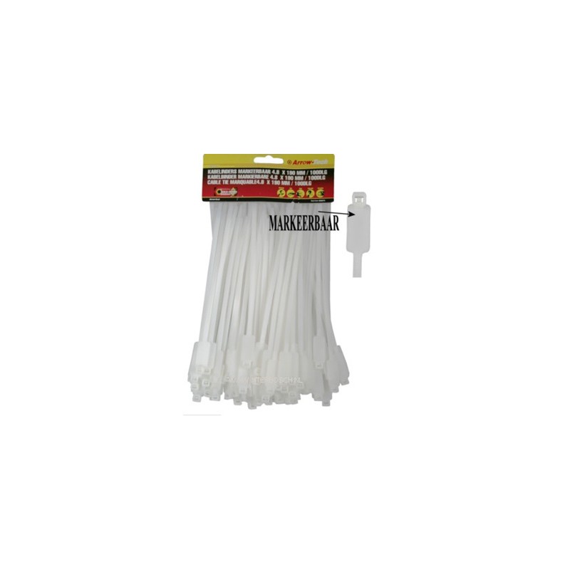 tie ribs markeerb. 4.8 x 190 mm / wit 100 pcs tie ribs markeerb. 4.8 x 190 mm / wit 100 pcs
