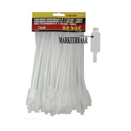 serre cable marquable 4.8 x 190 mm / blanc 100 pcs