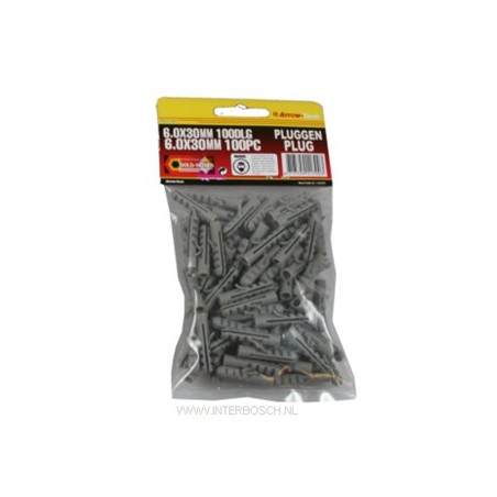 pluggen 6 mm nylon/ 100 DLG