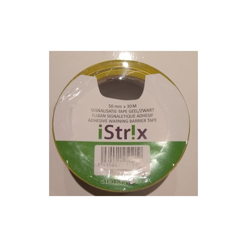 Signalisatie pvc kleefband geel/zwart MM50 x 30M Signalisatie pvc kleefband geel/zwart MM50 x 30M
