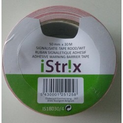 Signalisatie pvc kleefband rood/wit MM50 x 30M