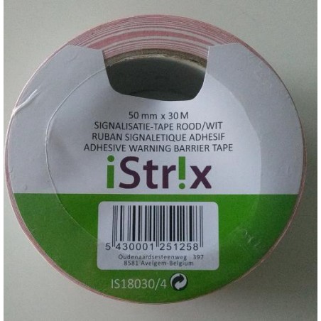 Signalisatie pvc kleefband rood/wit MM50 x 30M