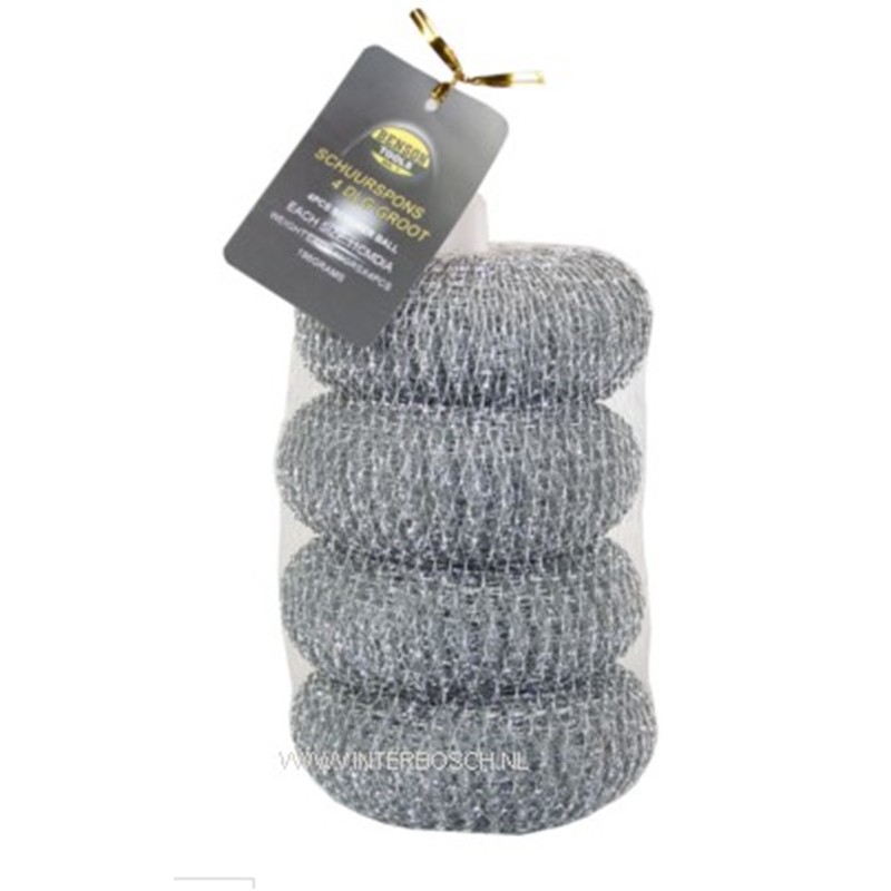 éponge à récurer 4 pcs acier/ grande taille