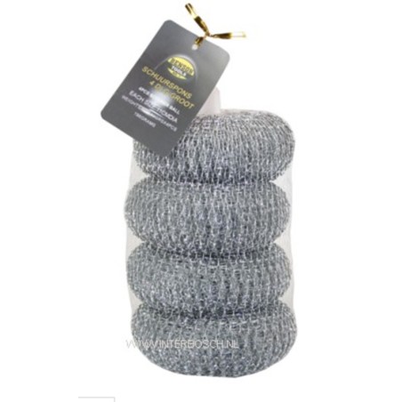 éponge à récurer 4 pcs acier/ grande taille