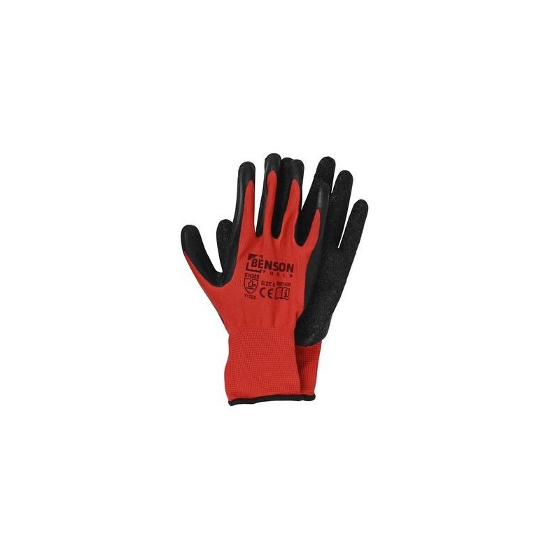 Gants de travail latex fibre rouge noir taille 9