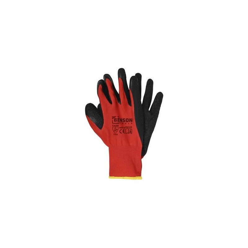 Gants de travail latex fibre rouge noir taille 10