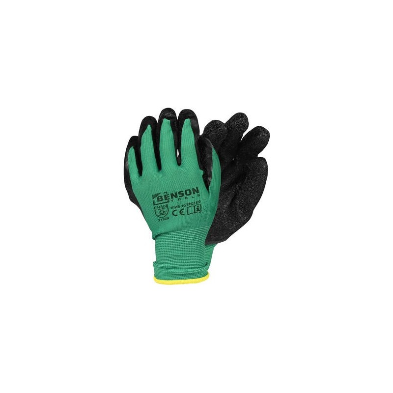 Gants de travail latex fibre vert noir taille 10