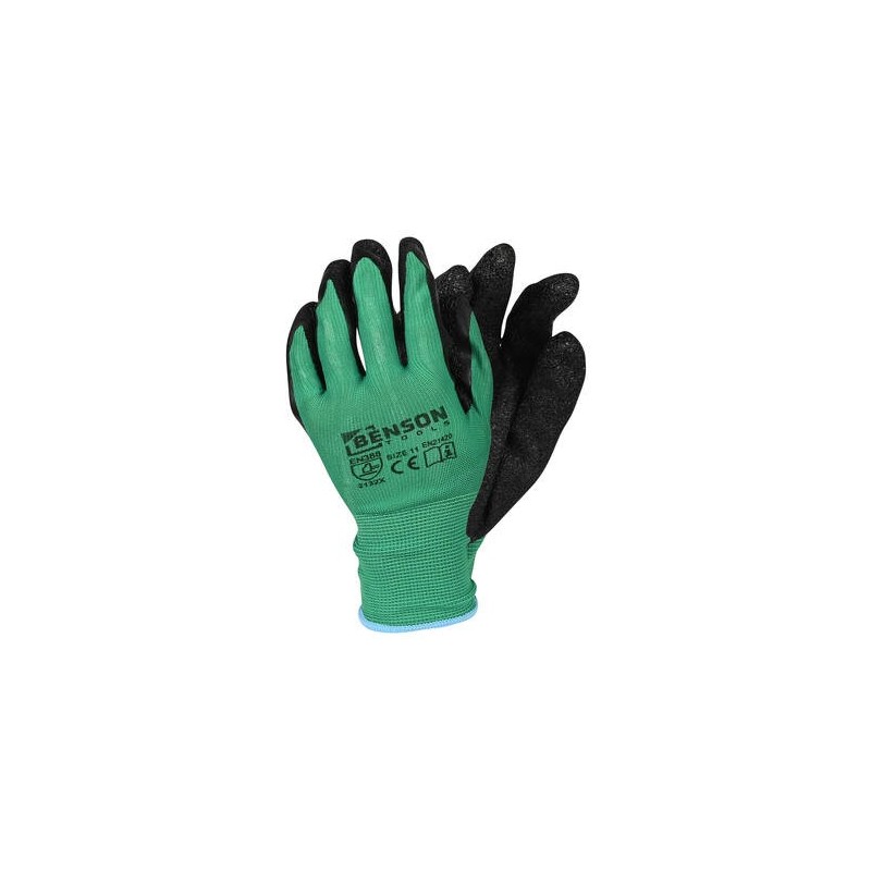 Werkhandschoenen latex crinkle groen zwart maat 11 Werkhandschoenen latex crinkle groen zwart maat 11
