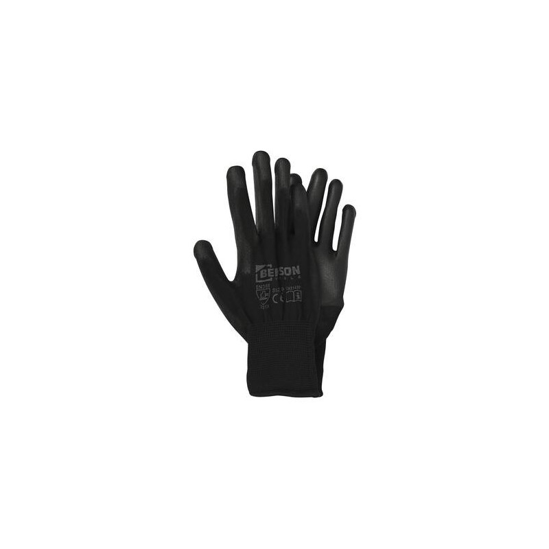 Gants de travail PU paume noir taille 9