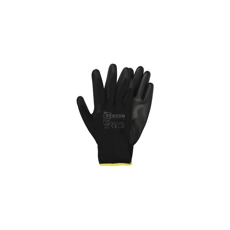 Gants de travail PU paume noir taille 10