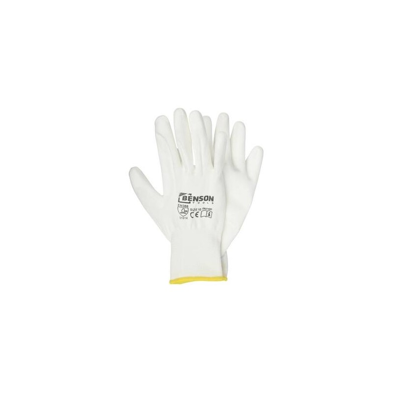 Gants de travail PU paume blanc taille 10