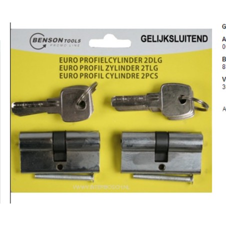 euro profielcylinder 2 delig gelijksluitend