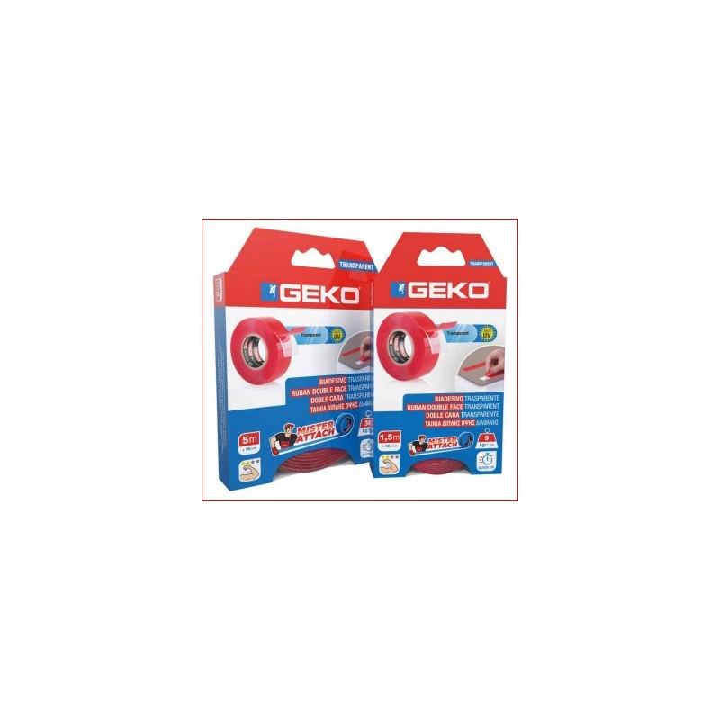 Geko ULTRA STRONG DOUBLE-SIDED ADHESIVE 19mmx1,5m Geko ULTRA STRONG DOUBLE-SIDED ADHESIVE 19mmx1,5m