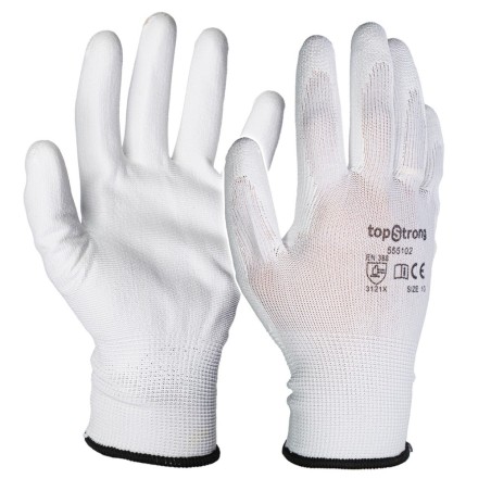 Gants de travail  Safety gloves PU-blanc 10"+ etiq