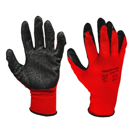 Gants de travail rouge latex base + étiquette