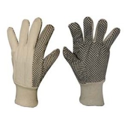 Gants de travail  en toile de coton + pois en PVC
