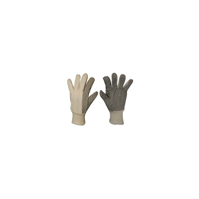 Gants de travail  en toile de coton + pois en PVC