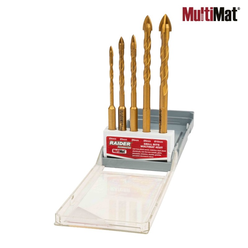 Drill Bits MultiMat 4Cut TIN Hex1/4" 5pcs. Ø4 5 6