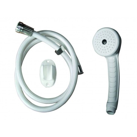 Doucheslang  wit pvc 1,5m  + hoorn