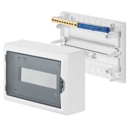Verdeelkast opbouw 12 modules + terminal bars inc