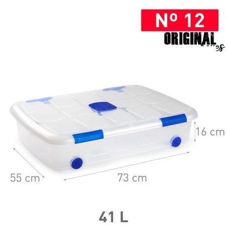 Opbergbox + deksel 41L blauw/transparent-12-