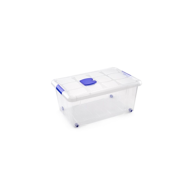 Opbergbox + deksel 35L blauw/transparent -17-