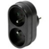 PRISE DOUBLE PROLONGATEUR + BROCHE T NOIR