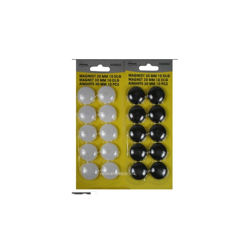 aimants 30mm 10 pcs / mix blanc-noir