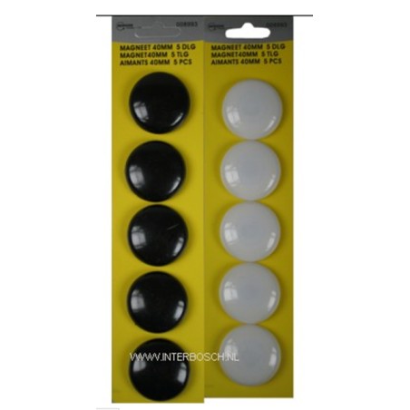 magneet 40 mm 5 dlg / mix zwart-wit