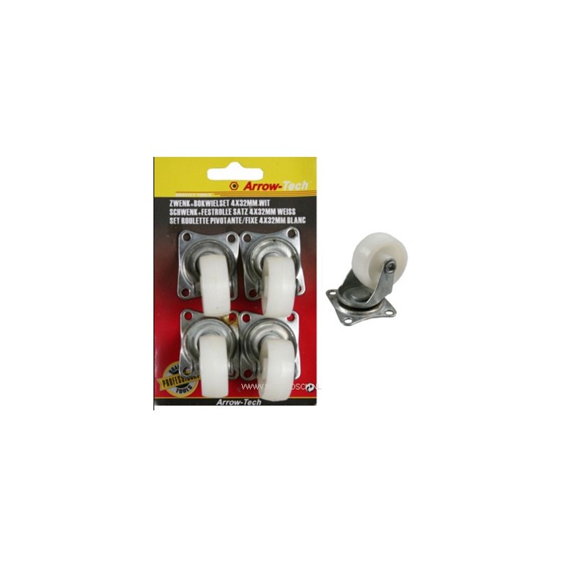 roulettes pvotante 4 x 32 mm blanc