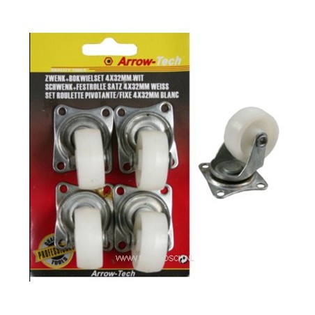 zwenkwiel set 4 x 32 mm wit